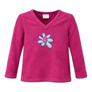 Hanna Andersson pink fleece flower pullover sweatshirt sweater girls size 100 4